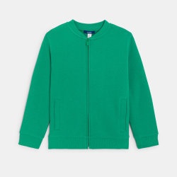 سويت شيرت من طراز تيدي من الصوف الناعم، باللون الأخضر الموحد للأطفال.